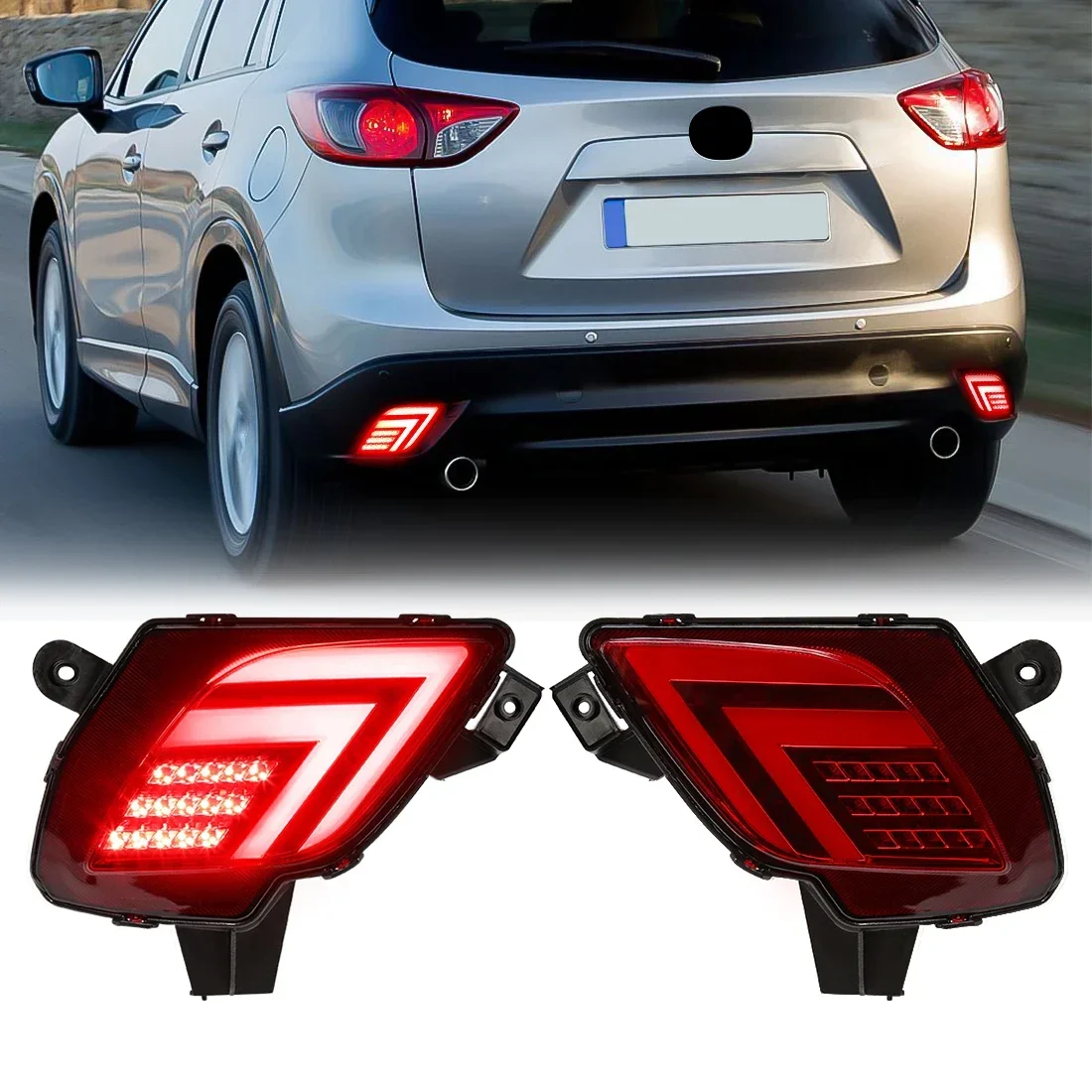 

Turn Signal Lamps For Mazda CX5 CX-5 2013 2014 2015 2016 LED Rear Bumper Reflector Lights Car Driving Brake Warning Dynamic 12V