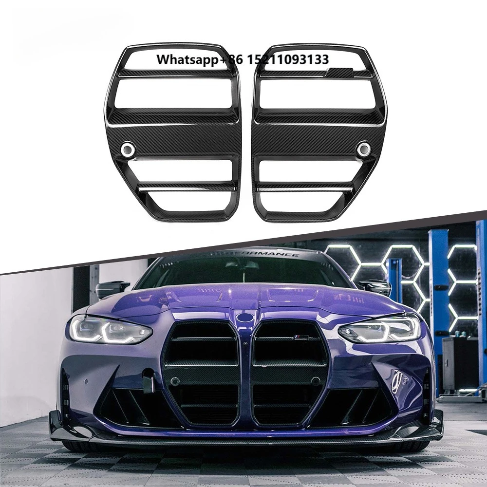 Dry Carbon Fiber Front Bumper Grille ST Style Kidney Grille Radiator Front Grille  With/Without ACC