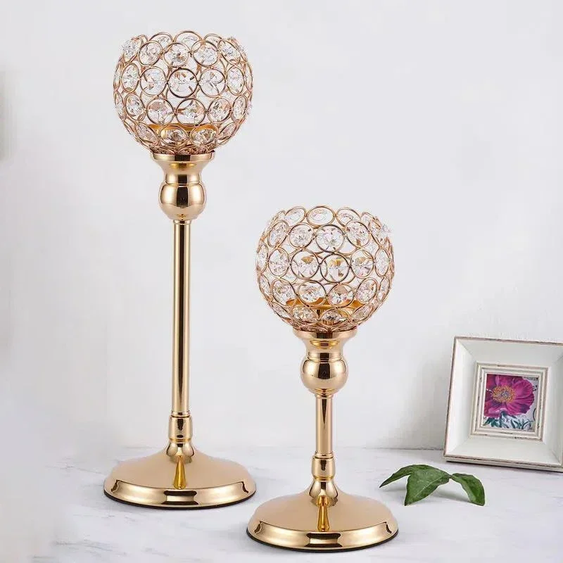 European creative crystal candlestick ornaments hotel decoration home decor romantic candlelight dinner metal candlestick crafts