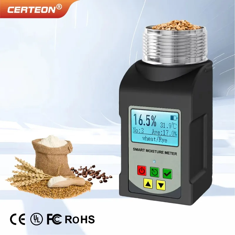 

25Grains Smart Moisture Tester Digital Display Wheat Soybean Coffee Bean Peanut Moisture Analyze