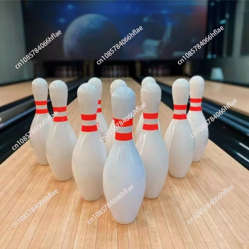 Wooden Tenpin Bowling Pin Set, Durable Training Competition Pins for Sports Club