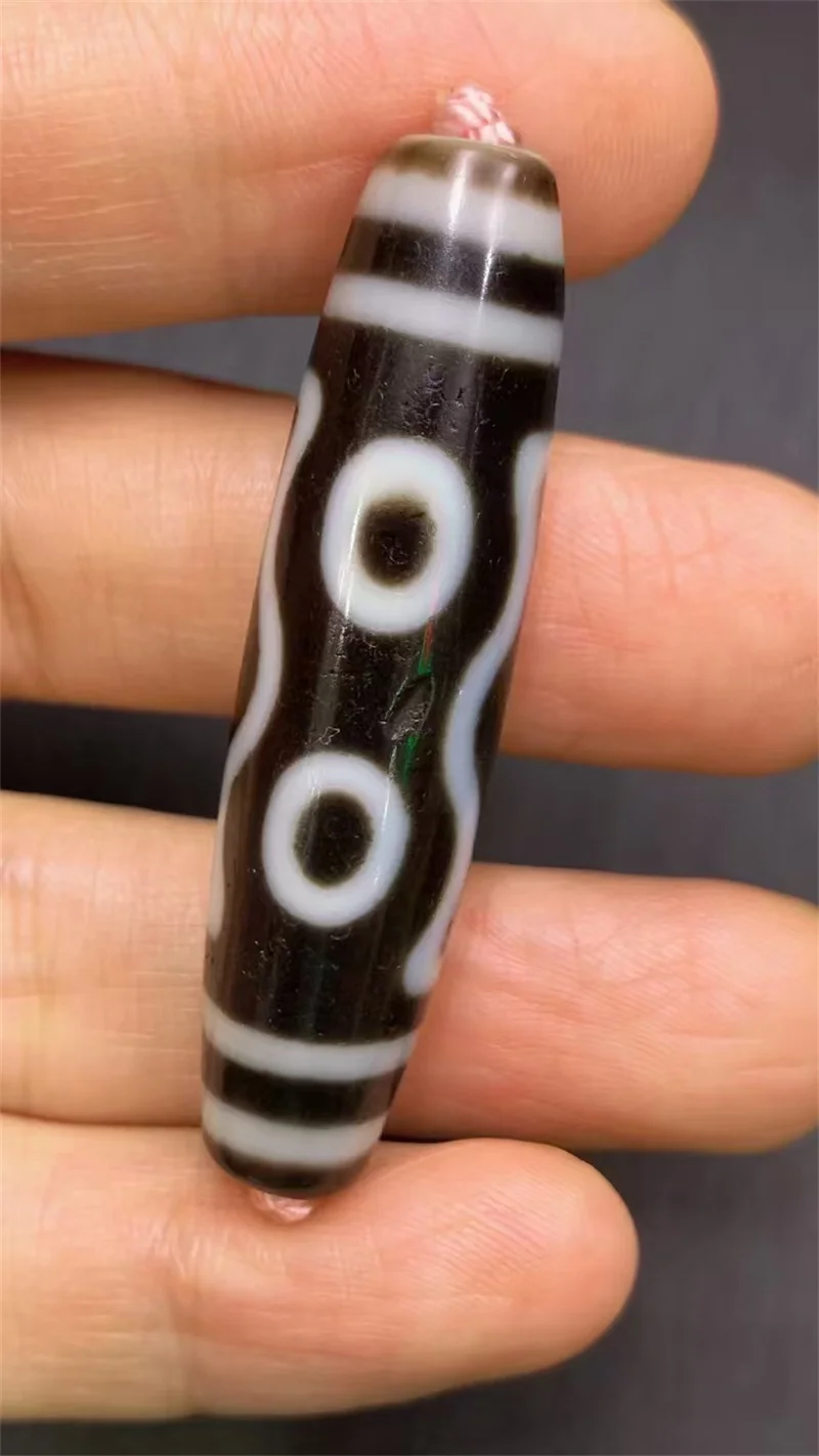 1pcs/lot Natural Agate Dzi Water streaked eight-eyed Six Eyes Seven Eyes Pattern White core holes Weathering lines Handmade bead