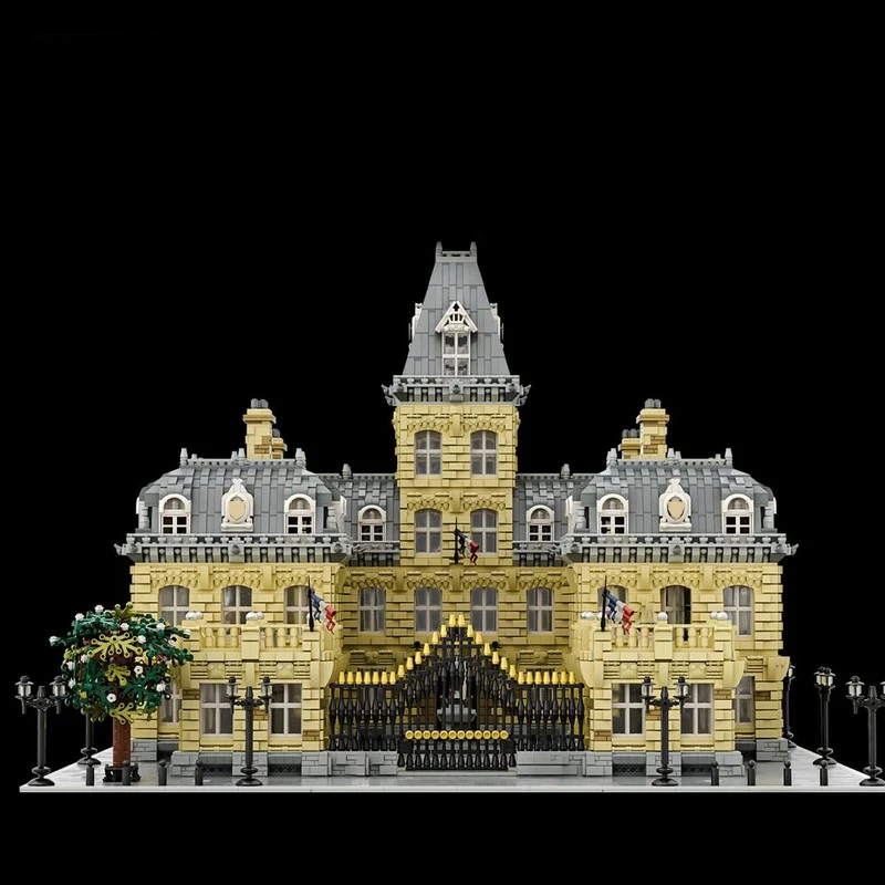 23399pcs MOC 유럽 건축 프랑스 궁전 10 주년 기념 에디션 클래식 스타일 DIY 빌딩 블록 생일 장난감 선물