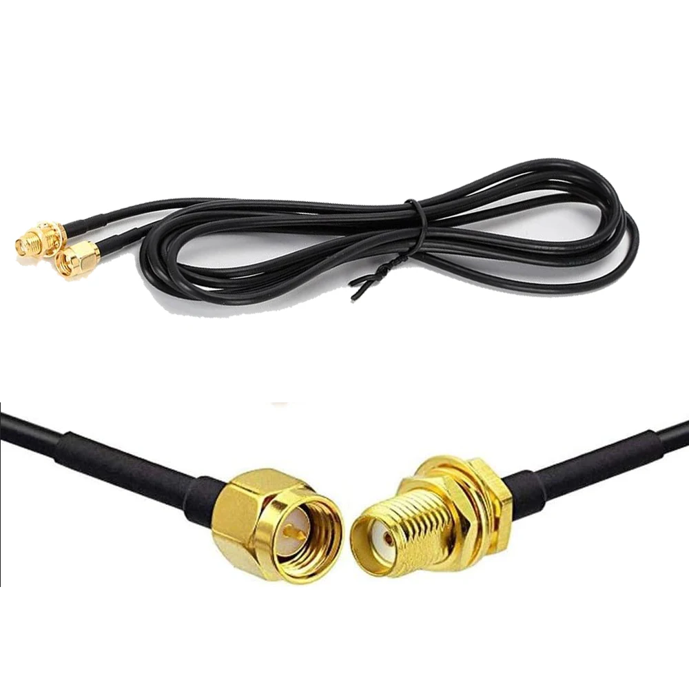 3M 5M 10M RP-SMA SMA Connector Male to Female Extension Cable Copper Feeder Wire for Coax Coaxial WiFi Network Card RG174 Router