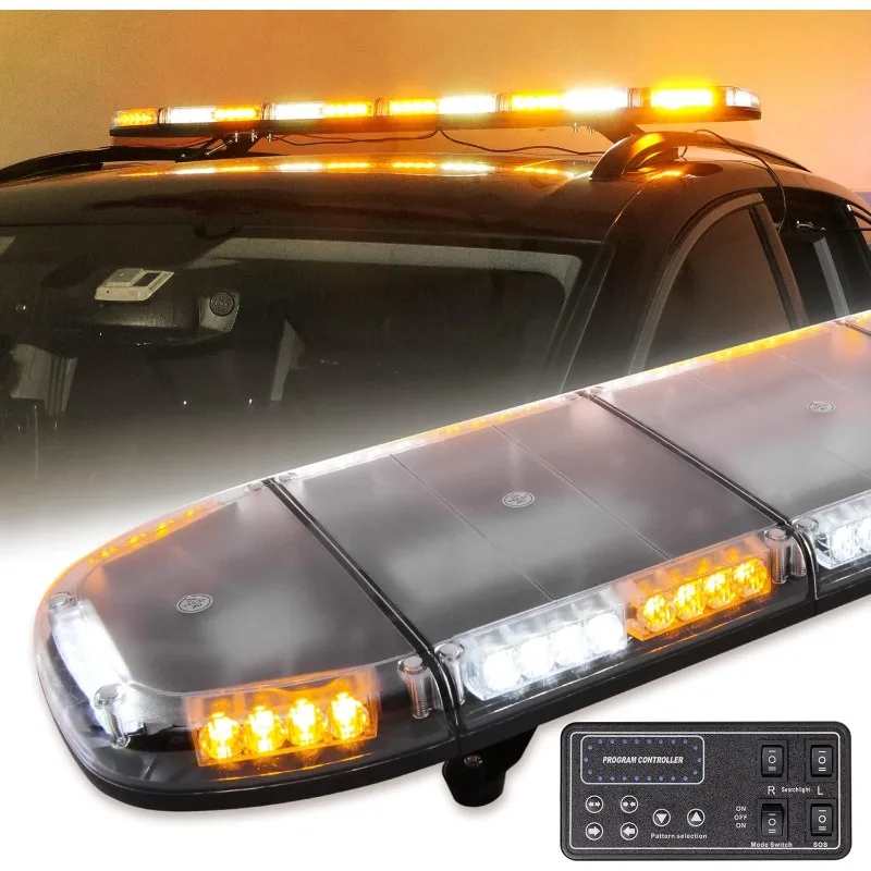 

51" Amber White Emergency Warning Security Strobe 88 LEDs Hazard Flash Light Bar for Truck Tow Construction Vehicle