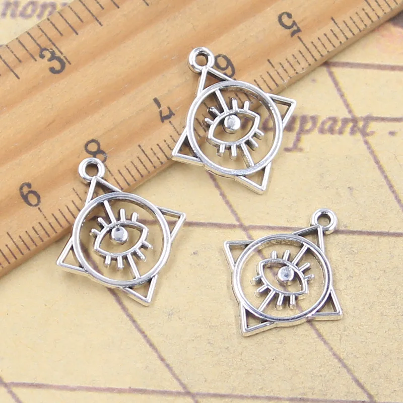 20 шт. подвески квадратные круглые глаза 20x18 мм античное серебро цветные подвески изготовление DIY ручной работы тибетские поиск ювелирных изделий