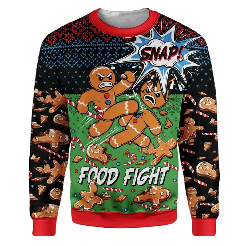 Funny Santa Claus Graphic Ugly Christmas Pullover For Men Winter Fashion Warm Casual Oversized Holiday Sweatshirt
