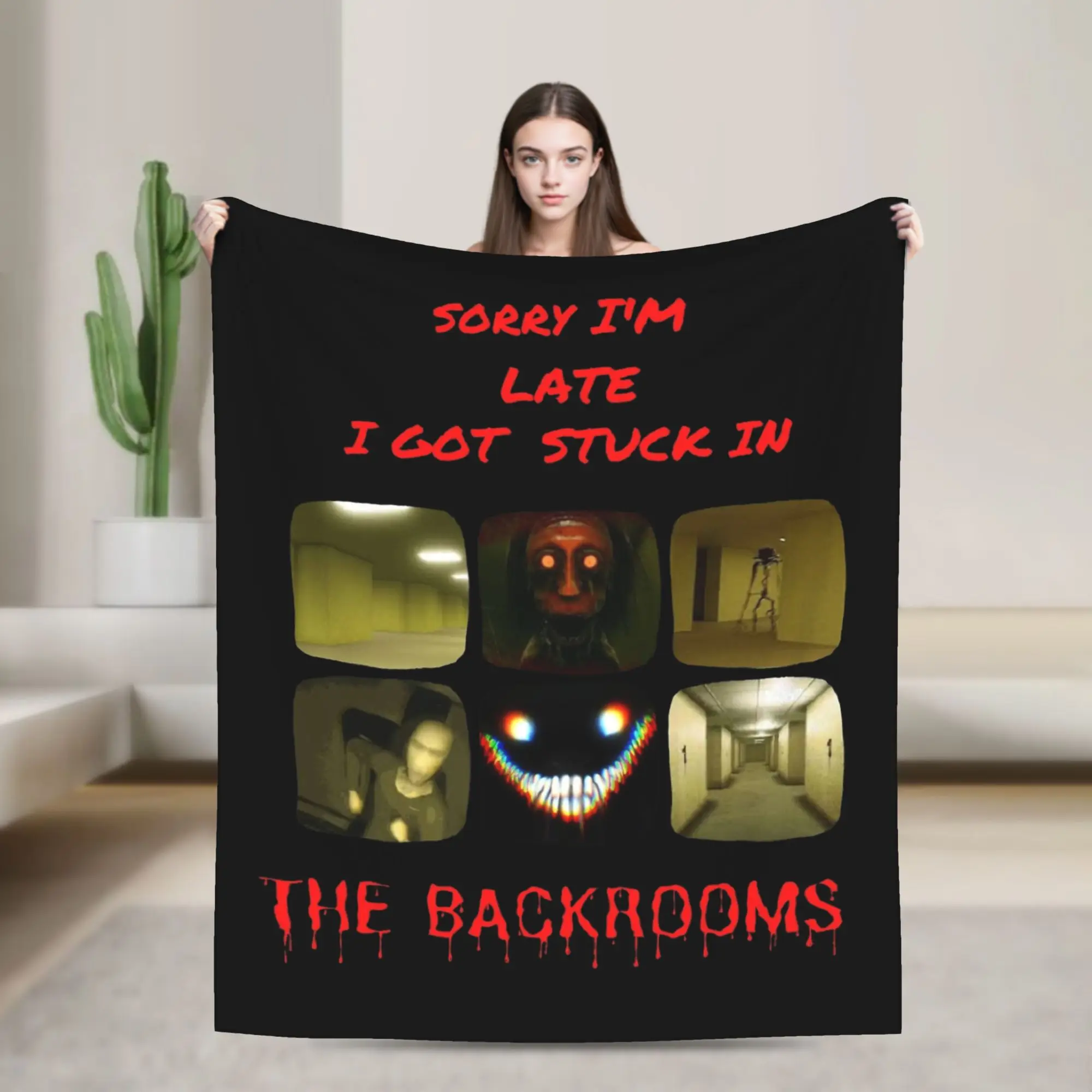 THE BACKROOMS Horror Blankets Fleece All Season   Multifunction Super Warm Throw Blankets for Bed Bedroom Rug Piece