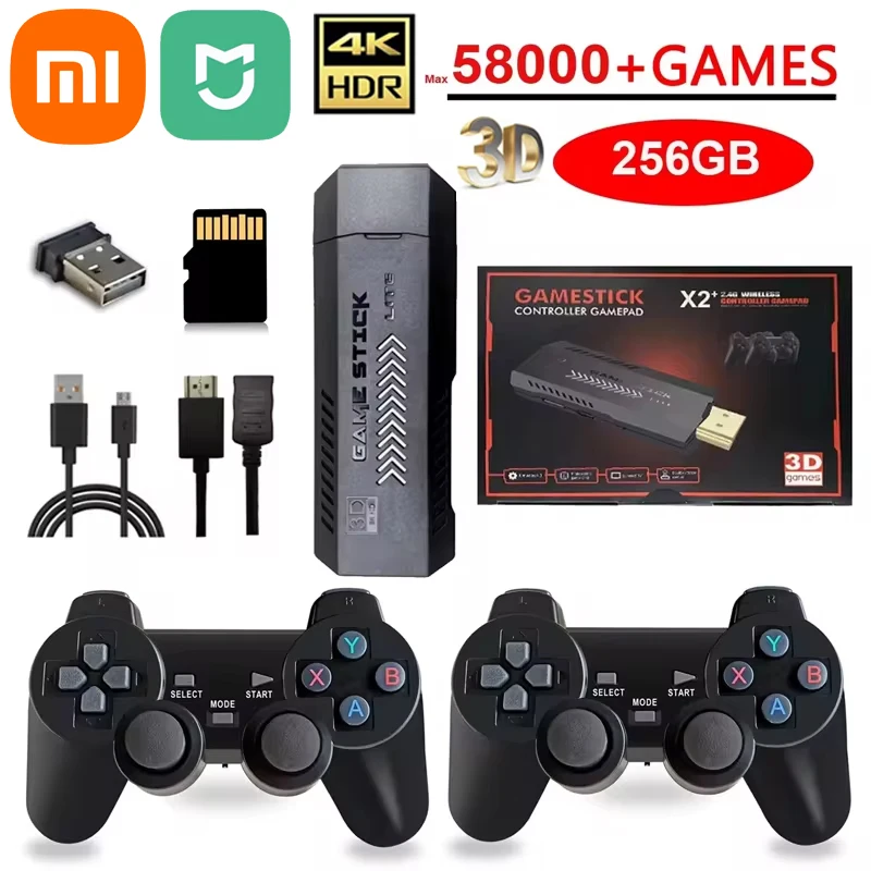 Xiaomi Mijia X2 Plus 256G 50000 Game GD10 Pro 4K Game Stick 3D HD Retro Video Game Console Wireless 50 Emulator For PS1/N64/DC