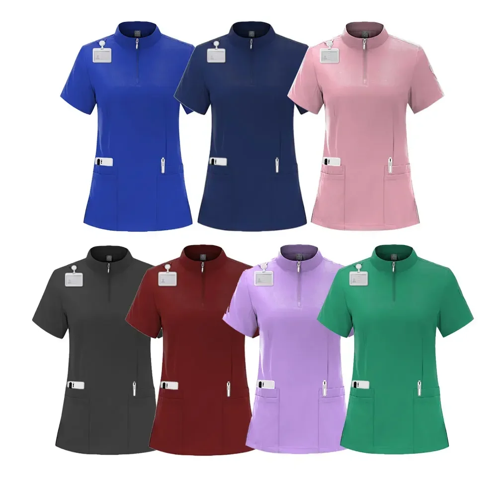 Uniforme de lavage des mains pour infirmière, vêtements de soins médicaux, manches courtes imbibées, broCumbria à la main, dentiste pour animaux de compagnie, vêtements de travail, salon de manucure