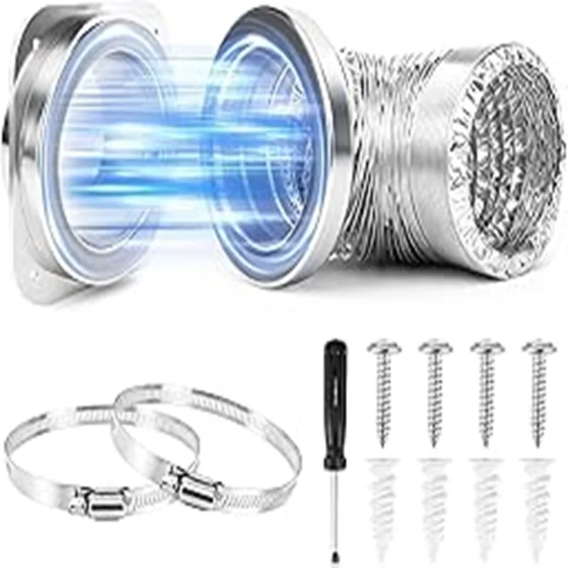 

DVC-180 Magnetic Clamp Dryer Exhaust Hose Connection Kit Air-Tight Sealed Dryer Exhaust Hose Connection Kit Easy-Clean Quick-Release Coupling Includes 2.6 Ft. 4-inch Ducting And Two Clamps