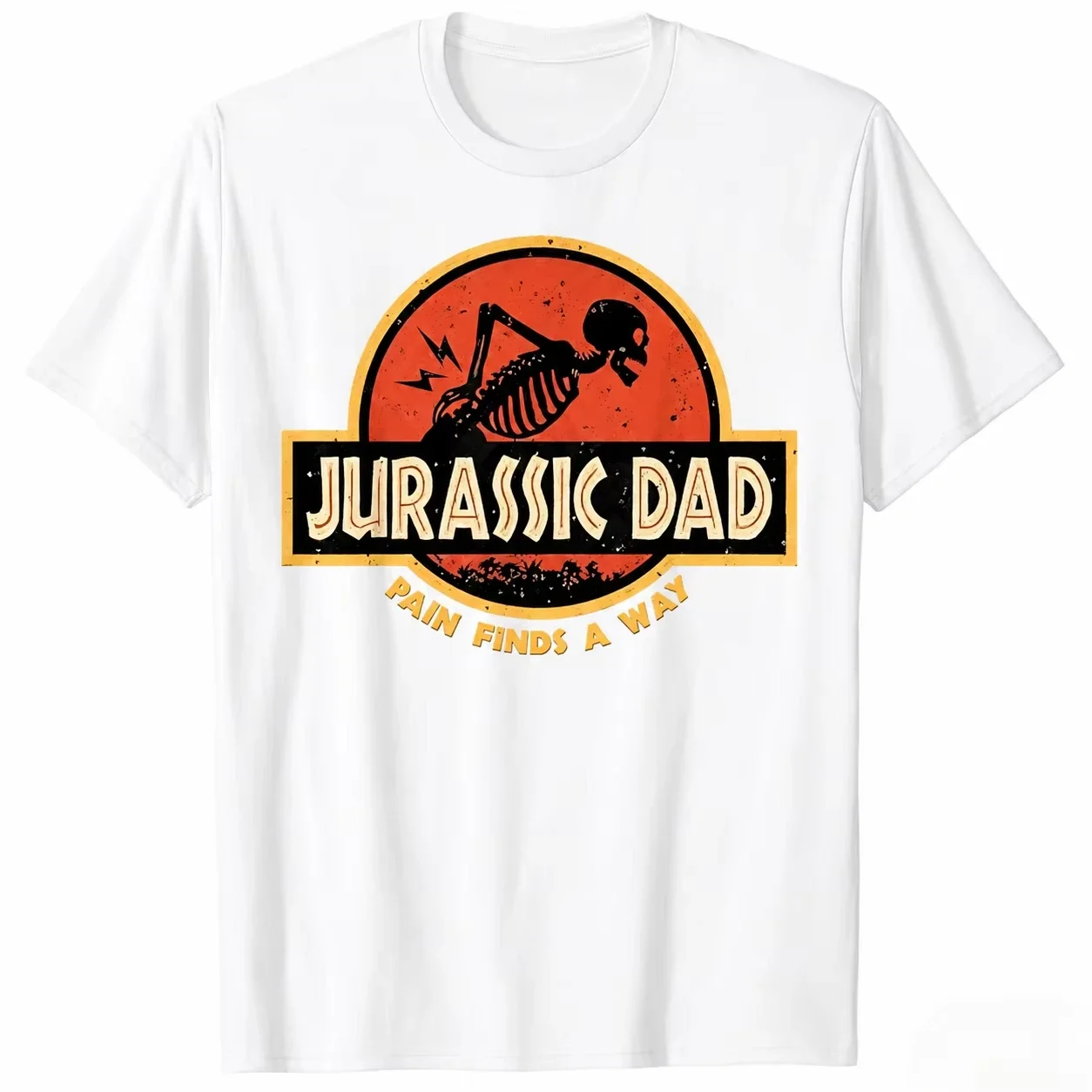 S-5XL Jurassic Dad Pain Finds A Way Funny Sarcastic Skeleton T-Shirt Prehistoric Dad Joke T-shirt Men's Clothing Summer Y2k