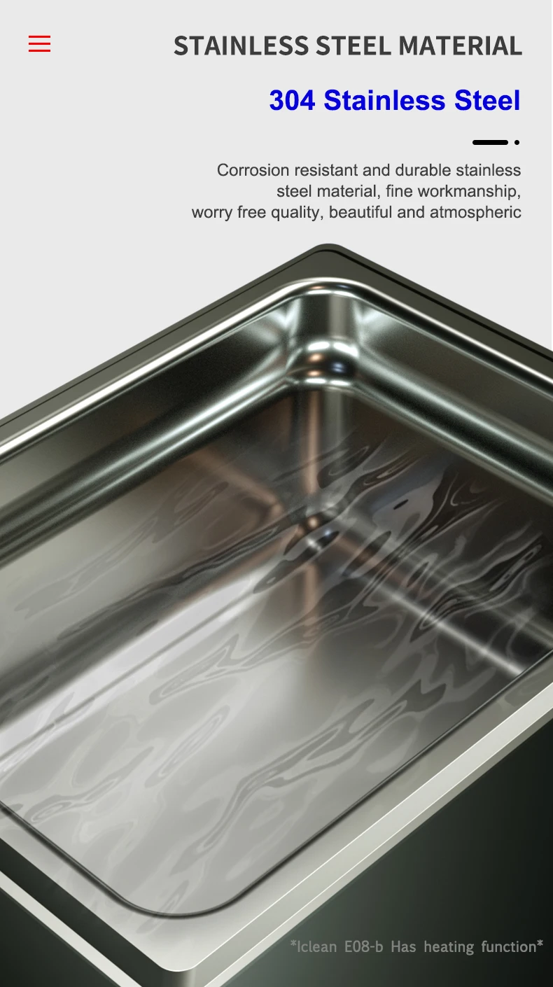 ช่าง iClean-E08B Ultrasonic Cleaner 0.8L 80W ความถี่ทําความสะอาดเครื่องเมนบอร์ดเลนส์ซ่อมโทรศัพท์เครื่องมือซักผ้า