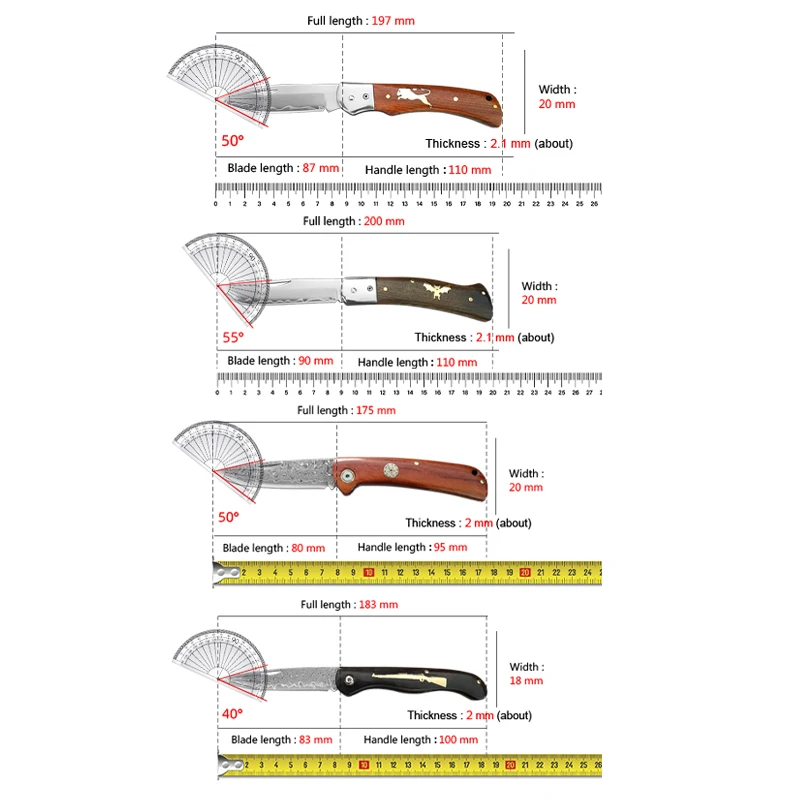 Super Sharp Damascus VG10 Steel Pocket Knife Folding Blade Wooden Handle Kitchen Fruit Meat Vegetable Cutting Knife Holiday Gift view 2