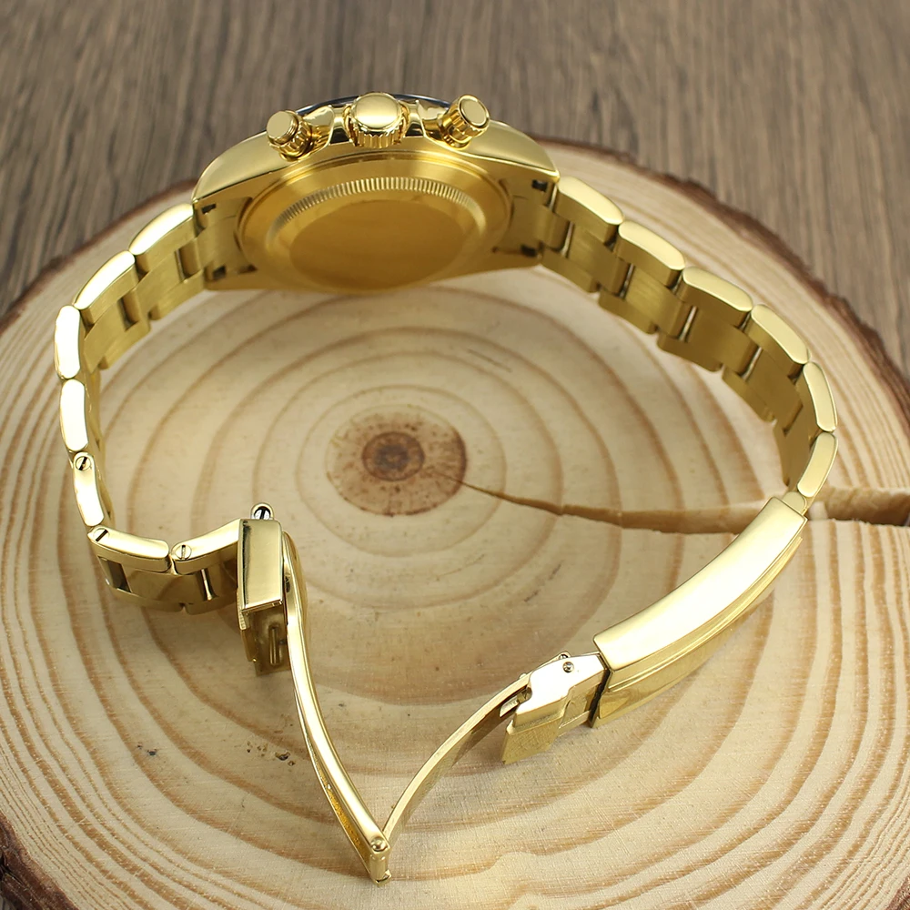 39mm VK63 Watch Case strap Gold Watch Accessories Stainless Steel Sapphire Glas Waterproof For VK63A Quartz Movement For Daytona - Image 5