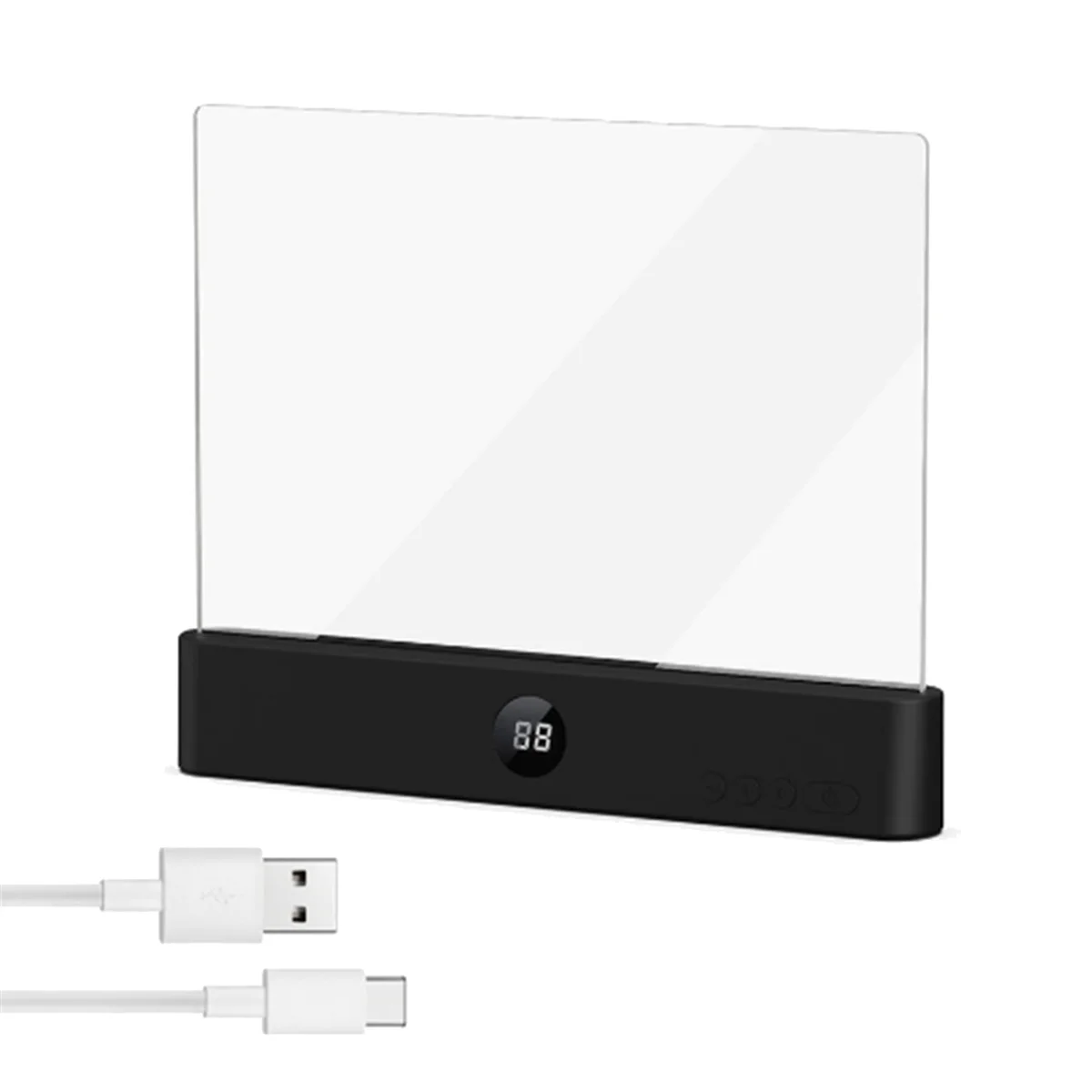 ضوء كتاب AA98، ضوء قراءة مسطح LED شفاف قابل لإعادة الشحن مع 3 ألوان ومؤقت، لوحة مصباح كتاب كامل الصفحة باللون الأسود