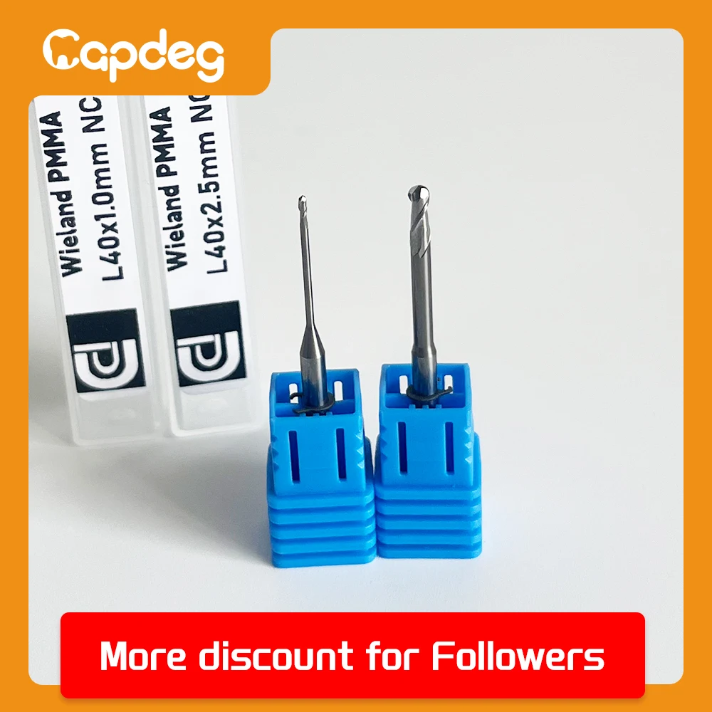 

Wieland PMMA Milling Burs L40mm for 5 Axis No Coated Resin Wax Cutting Tools 2.5/1.0/0.6mm