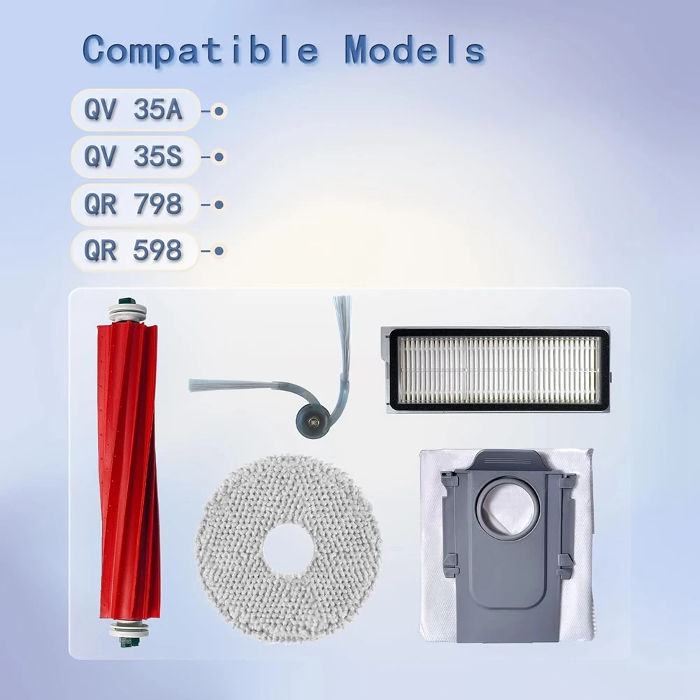 

AT28-Для Roborock QV 35A, QV 35S, QR 798, QR 589, детали пылесоса, основные боковые щетки, фильтр Hepa, швабра, тканевые мешки для пыли