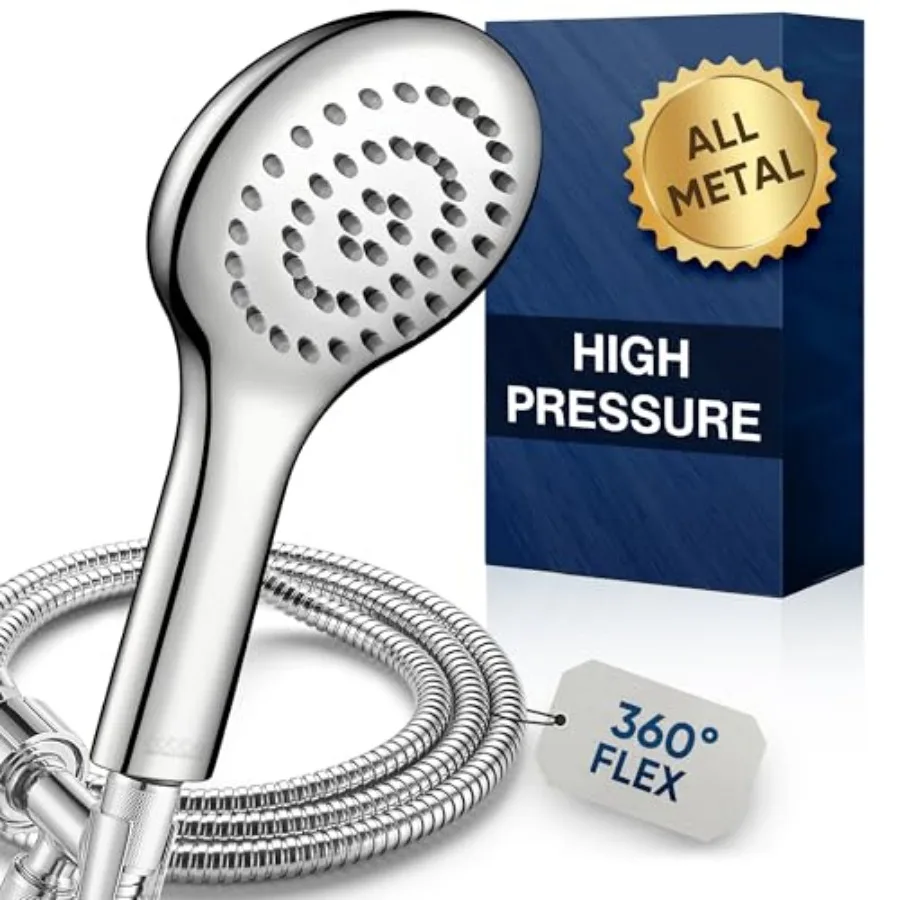 

All Metal Shower Head with Handheld - Solid Stainless Steel High Pressure Showerhead and Spray Wand Combo, Heavy Duty Leak-Proo