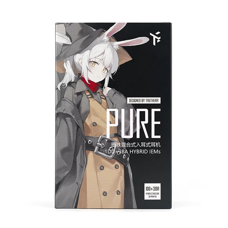 TRUTHEAR PURE 유선 이어폰 1DD+3BA Hybird HIFI 귀마개 3.5mm 플러그 0.78mm 2핀 헤드폰