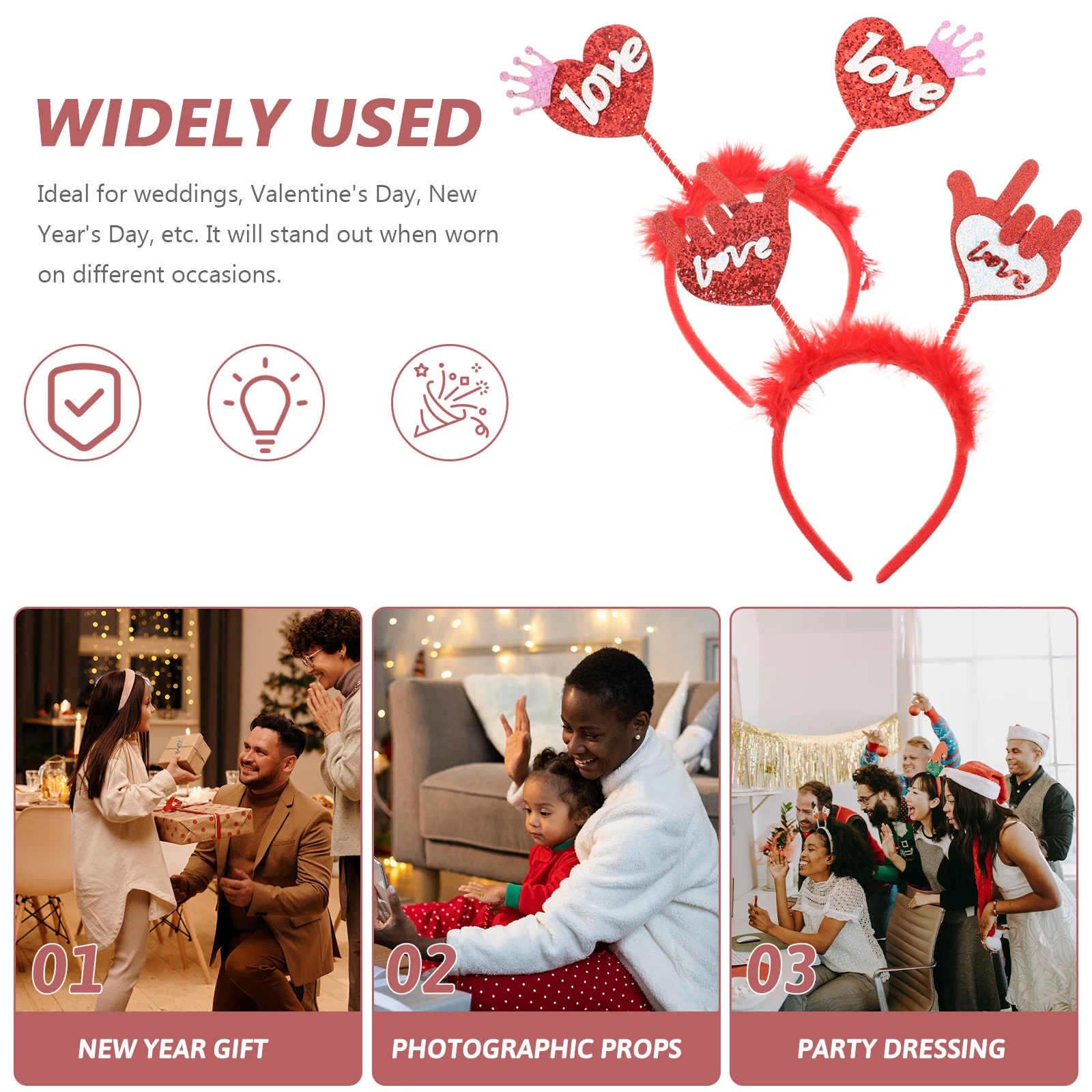 

2 Pcs Girl Hair Accessories Love Headband Heart Headbands Shape Headwear Valentine's Day Party Supplies for Girls Women's