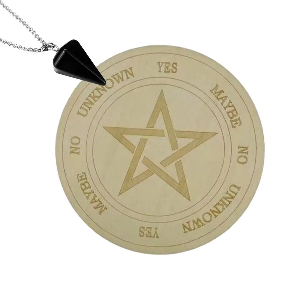 Wooden Pendulum Board Dowsing Divination Board Metaphysical Message Board Pendant for Beginner
