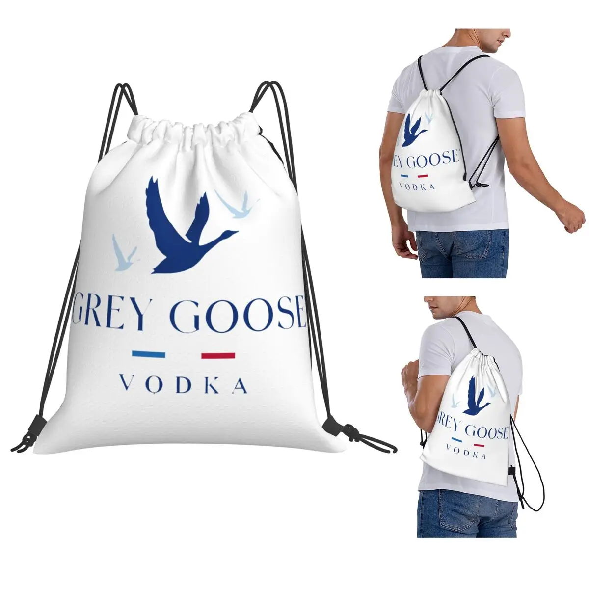 Grey Goose Vodka Backpacks Casual Drawstring Bags Storage Bag Book Bags for Travel School