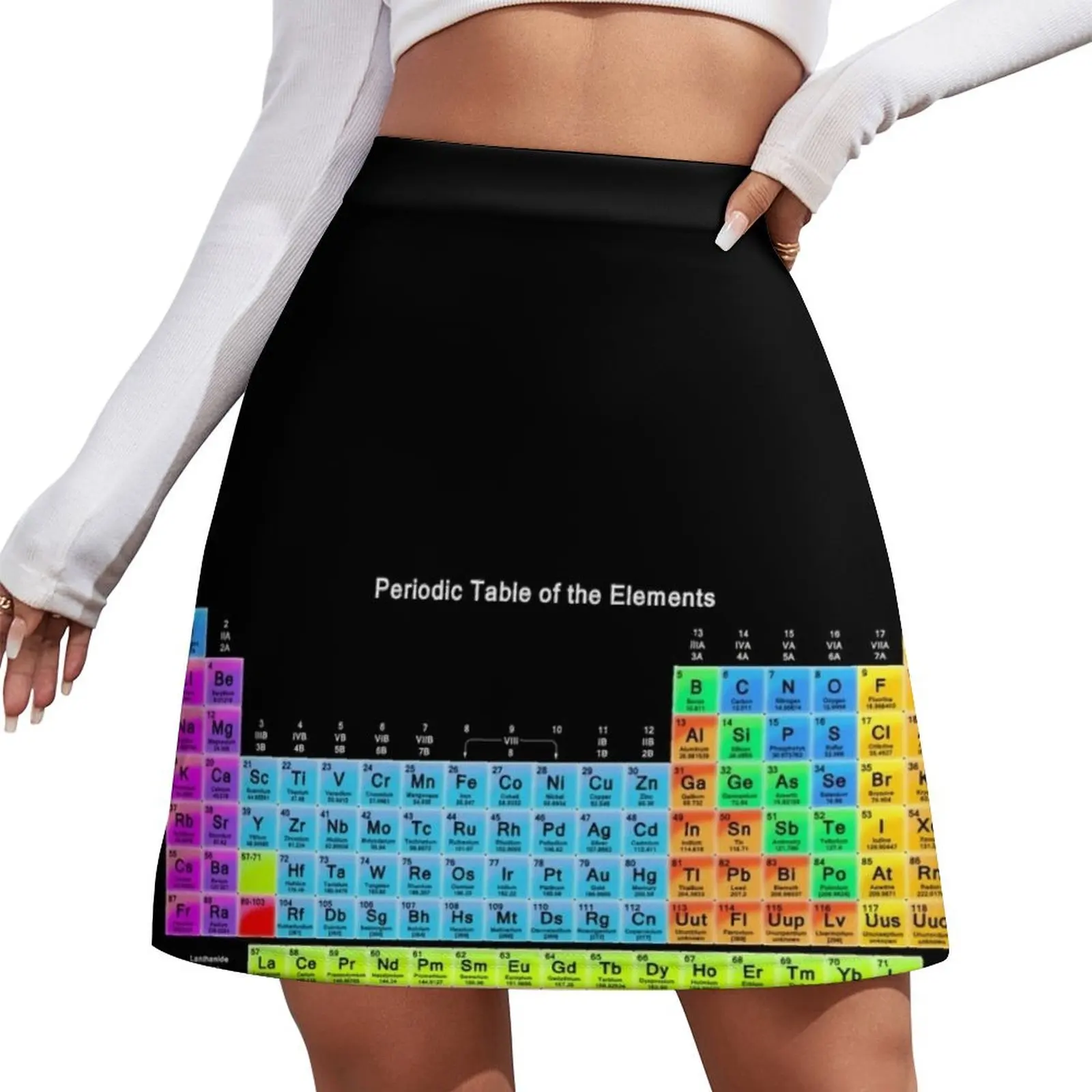 Periodic Table of the Chemical Elements on Black Mini Skirt modest skirts for women elegant social women's skirts Mini Skirt