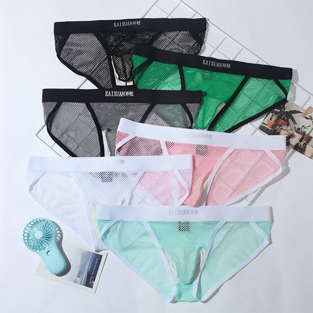 Men Mesh Hollow Japanese Women T Panties See Through Briefs Hollow Out Underwear Elephant Nose Bulge Pouch Lingeries Sexy Hot
