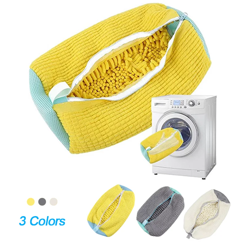 Fibra Esponjosa 360 °   Bolsa de Lavado de Zapatos Reutilizable y Duradera, Lavable a Máquina, con Cierre de Cremallera