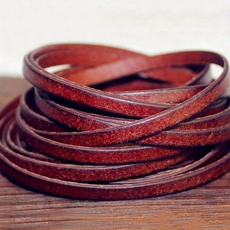5 Meters Vintage Cowhide Leather Cord Strip Flat Rope DIY Leather Craft Jewelry Bag Leathercraft