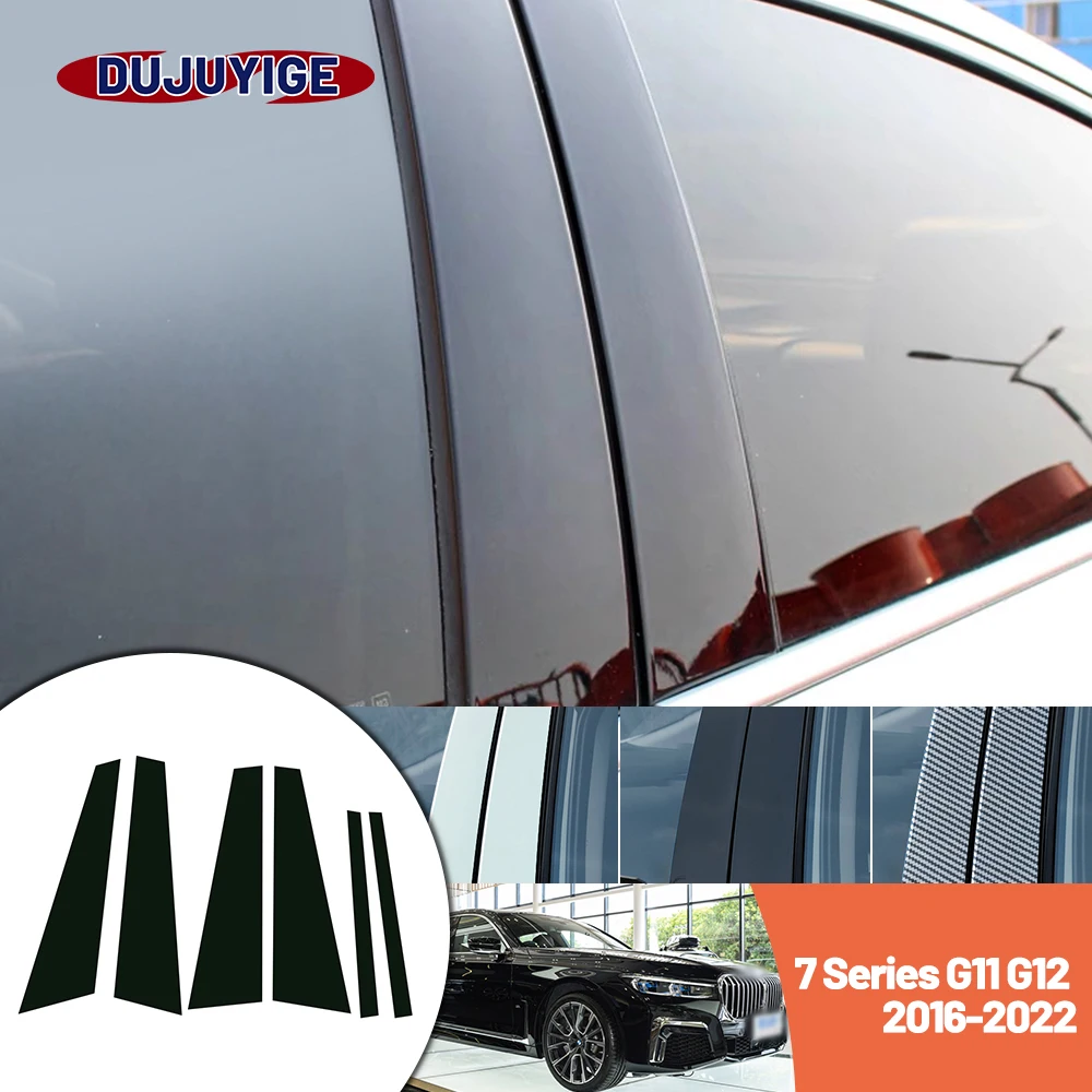

Bright black carbon fiber door and window B C Pillar sticker suitable For BMW 7 Series G11 G12 2016-2022 2017 2018 2019 2020
