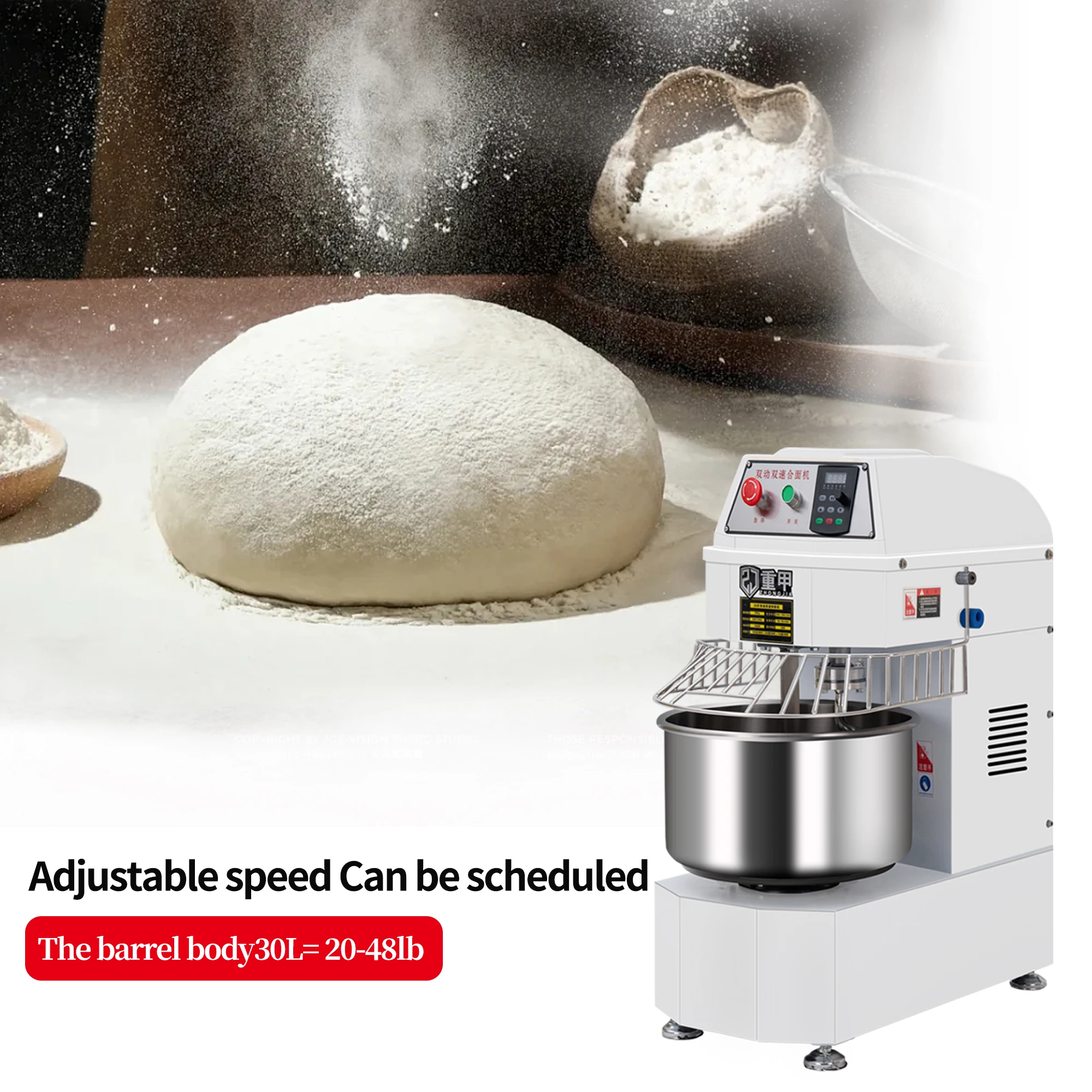Wholesale New Food-grade Stainless Steel Spiral Dough Mixer High Efficiency 2-Speed Multi-Functional Bakery Equipment