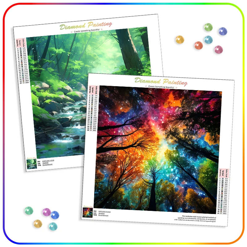 

SDOYUNO Diamond Painting For Beginner Forest Tree Scenery Landscape Full Round Drill Adults Crafts Modern Abstract Home Decorati