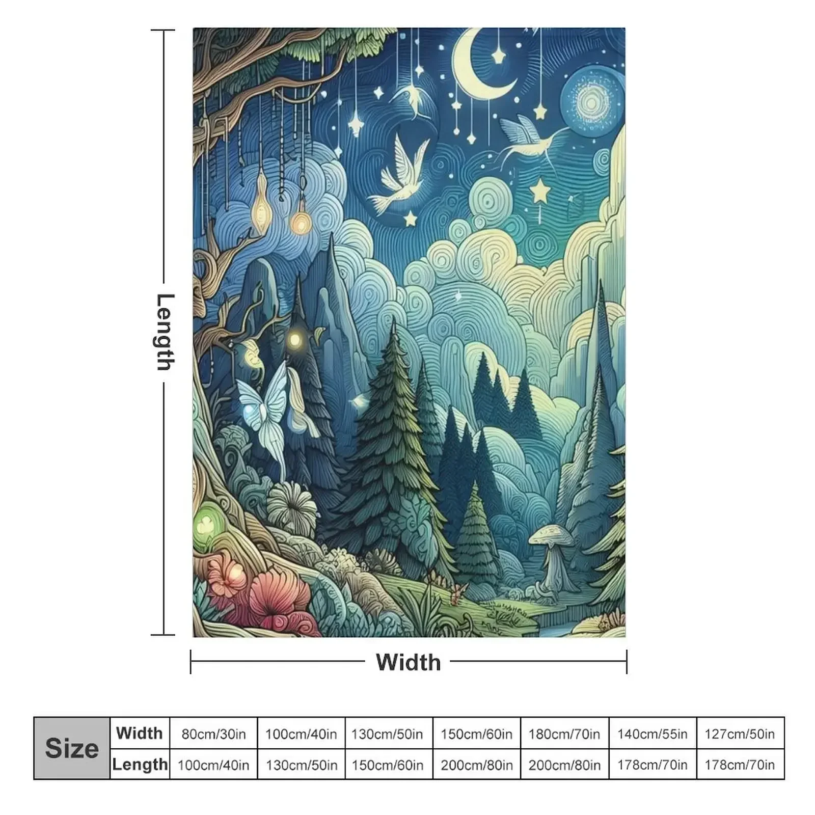 Twilight Fantasy Forest Throw Blanket Soft Furrys Cute Plaid Thermal Decoratives Blankets