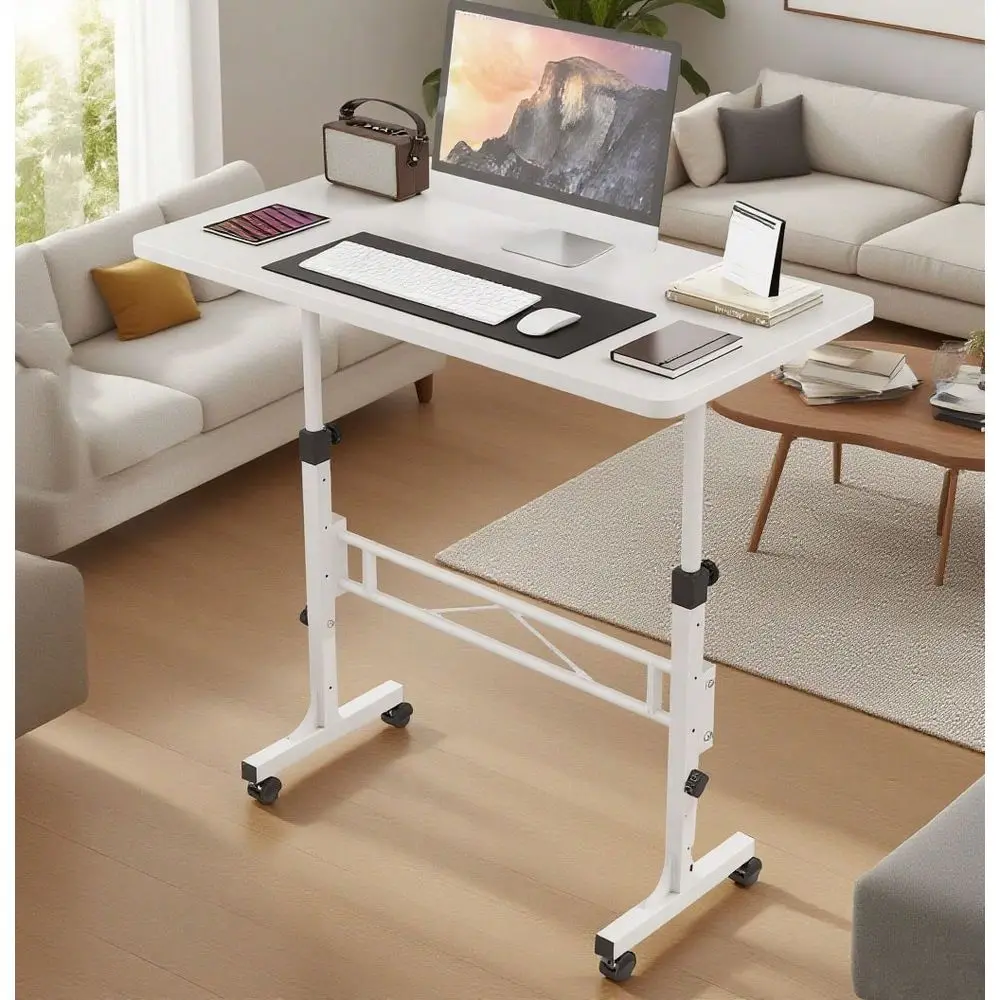 

Small Standing Desk Adjustable Height,Portable Laptop Mobile Desk With Wheels,Rolling Computer Sit Stand Table Home Office,Size