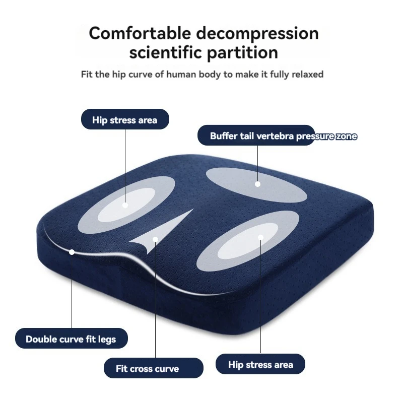 Ergonomic Memory Foam Office Cushion Anti Hemorrhoid Cushion Chair Cushion Tailbone Pillow Car Seat Cushion Washable Pillowcase