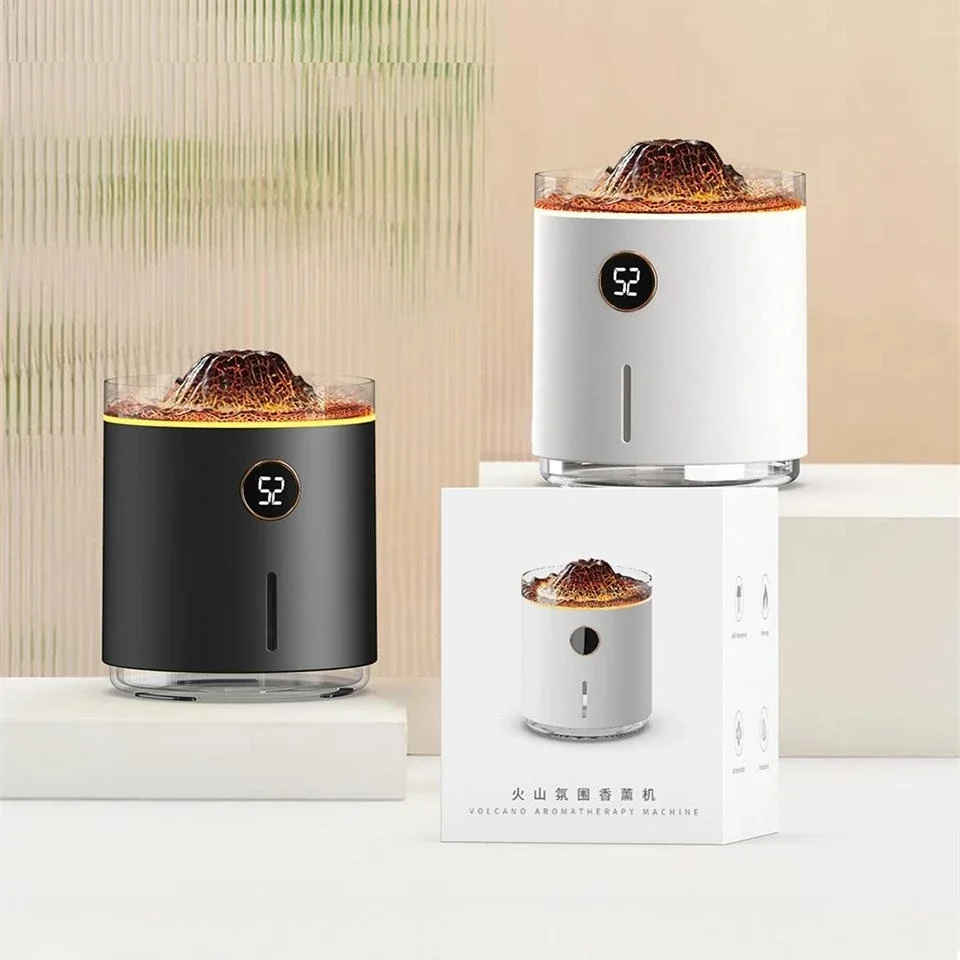 Ультразвуковой мини-увлажнитель воздуха Flame Volcano, 350 мл, с кольцом для дыма