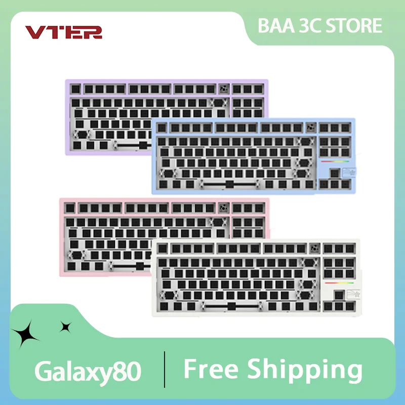 Galaxy80 Mechanical Keyboard Three Mode Aluminium Alloy Gaming Keyboard Kit RGB Gasket Hot Swap Pc Gamer Office Accessories