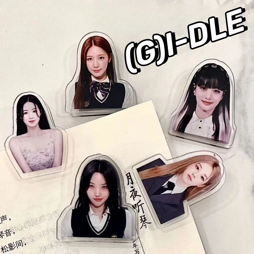 Kpop Idol (G)I-DLE Acrylic Cartoon Clip Stationery Fixed Data Test Paper Tidy-Up Transparent MIYEON  MINNIE Soyeon YUQI SHUHUA