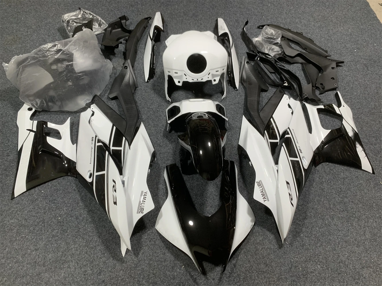 Motorcycle Fairing Kit fits YZF-R3 2019 2020 2021 2022 2023 YZF-R25 19 2021 22 23 Year Fairing Black White motorcycle housing