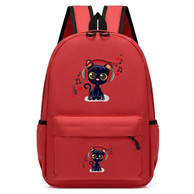 Tas ransel sekolah anak-anak tas sekolah siswa gambar kartun lucu kucing hitam tas buku anak laki-laki perempuan tas punggung kartun Anime anak-anak