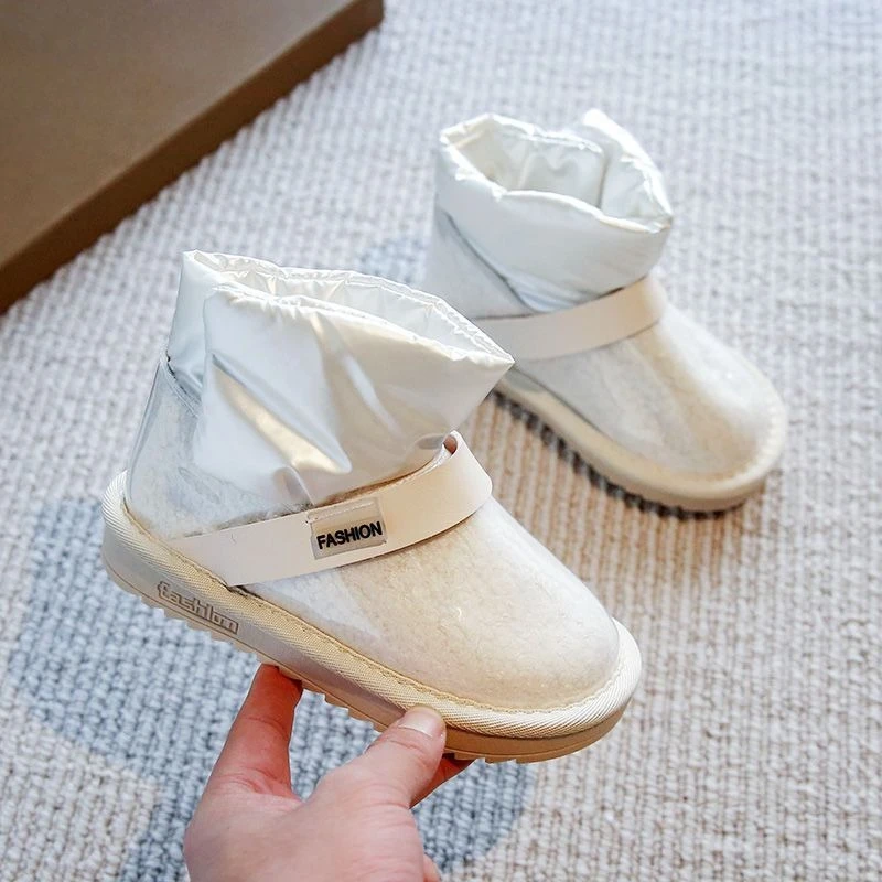 

Зимние зимние сапоги для девочек, новинка 2026, водонепроницаемые нескользящие детские хлопковые ботинки на флисовой подкладке для активного отдыха