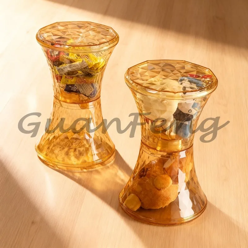 Transparent Acrylic Stool Dual‑Use Makeup & Coffee Table Stool With Storage Ins Style Modern Bedroom Living Room Home Furniture