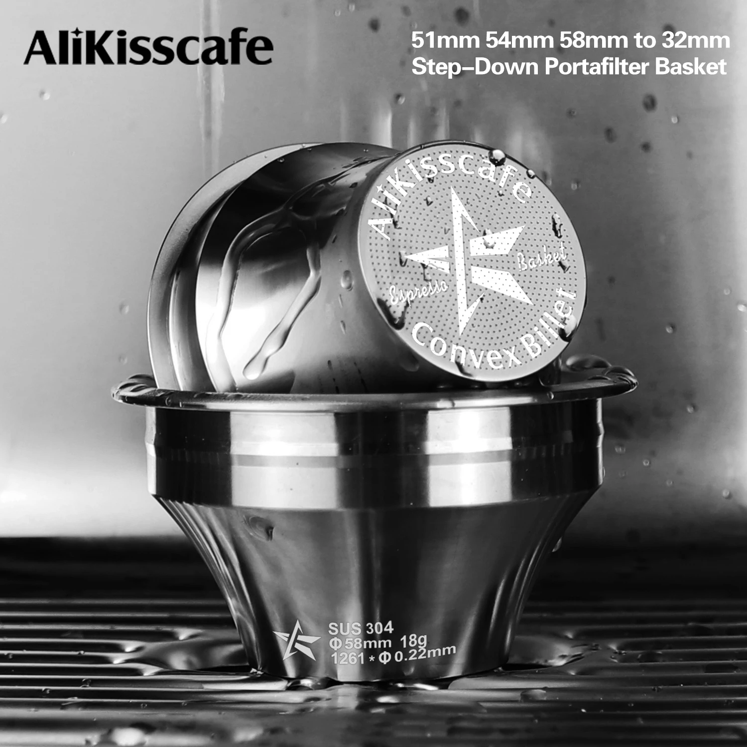 Image of Alikisscafe Step-Down-Siebträgerkorb mit variablem Durchmesser 51 54 58 mm für Delonghi Breville Gaggia Espresso-Zubehör Barista-Werkzeug