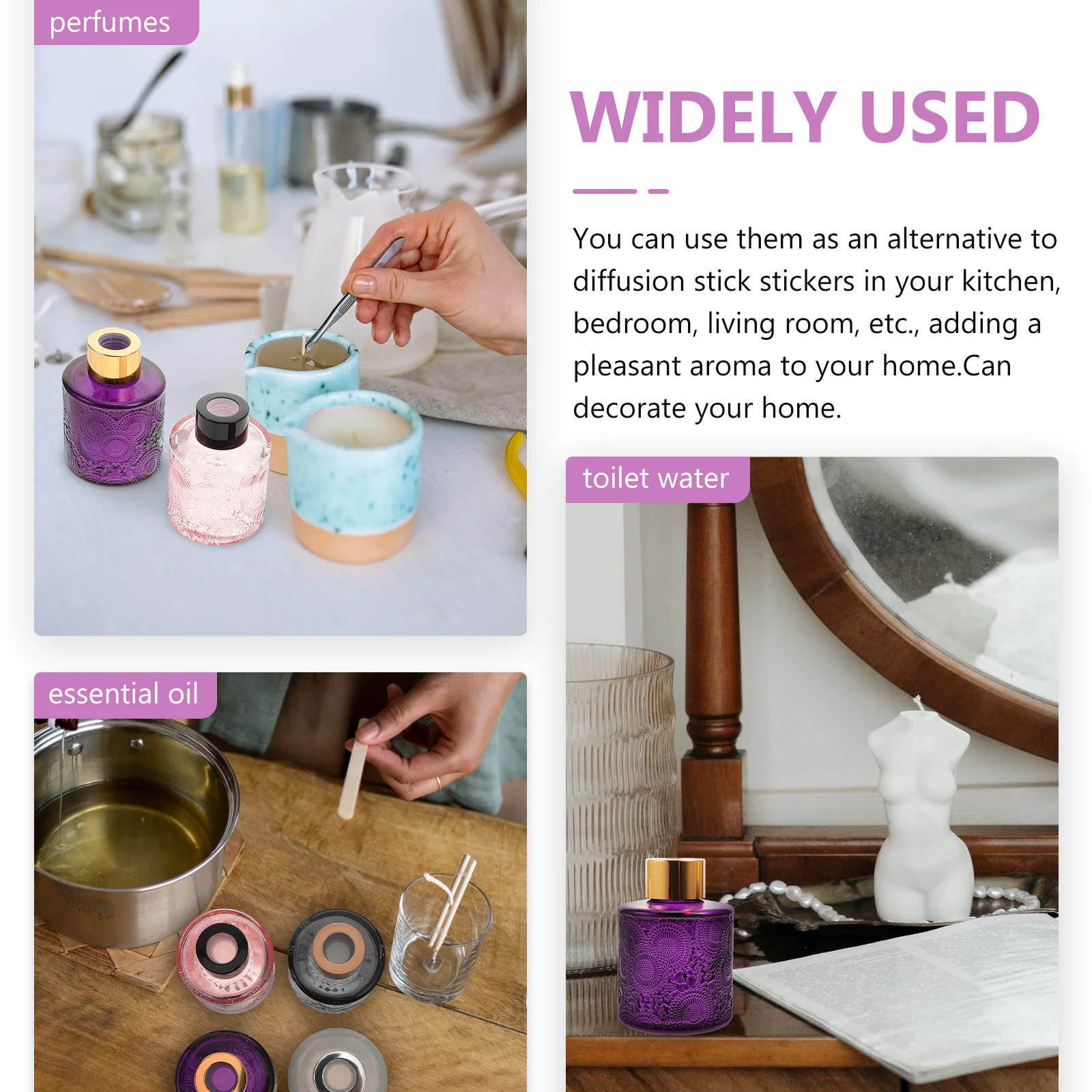 

4Pcs Embossed Perfume Glass Bottles Aroma Containers Wide Mouth Diffuser Bottles Living Room Bedroom Decor Perfume Bottle