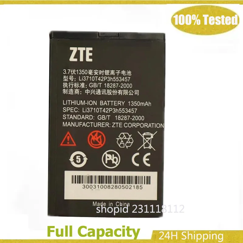 

1000mAh Li3710T42P3h553457 Battery For ZTE ZTE S100 S189 C360 C361 N600 N606 C170 H520 V16 lithium Batteries