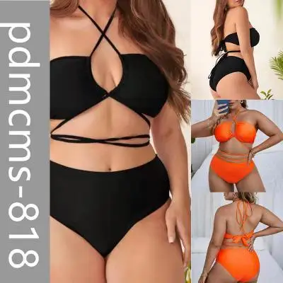 

AliExpress large size solid color split bikini swimsuit 2025 new