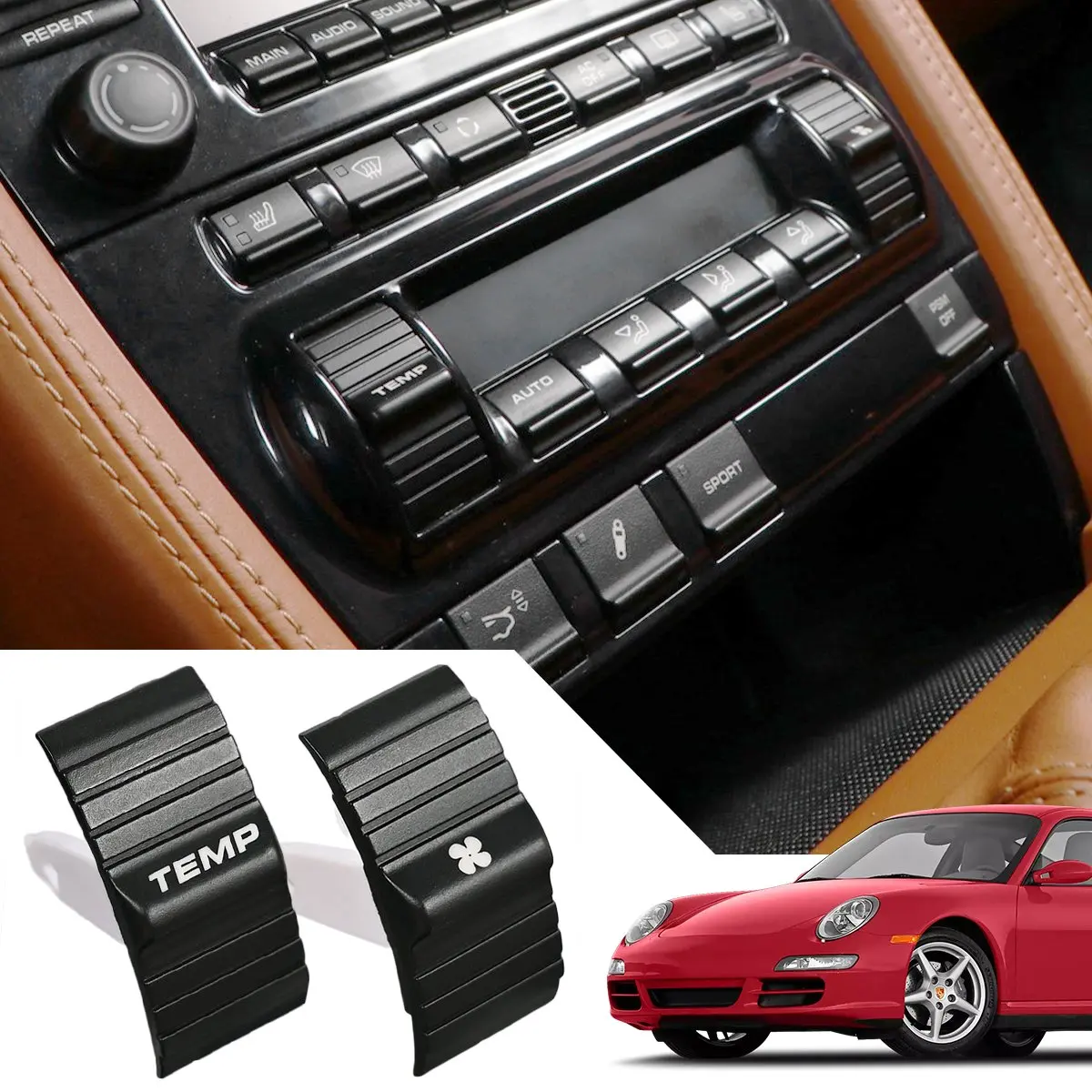 1pair Replacement Climate Control HVAC Button A/C TEMP for Porsche Porsche 997 911 2005-2008 Boxster 2005-2007 Cayman 2006-2008 - view 6
