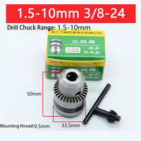 3/8 24unf Hand Tight Drill Chuck Electric Drill Chuck 0.8-10mm Plastic Self-locking Chuck Hole 1/2 12.6mm